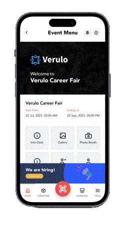 an image of banner ads at the bottom of the screen within vFairs event mobile app